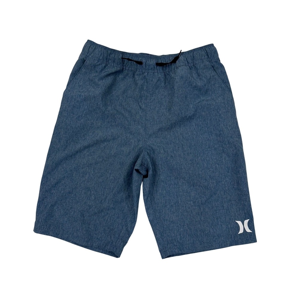 Hurley Boys Blue Heathered‎ Swim Trunks Board Shorts Size L 12/13 Elastic Waist